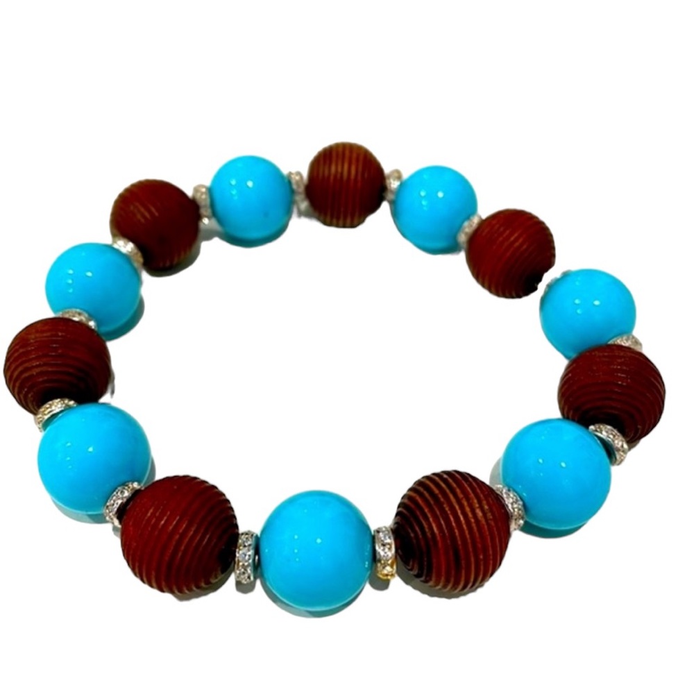 Beautiful turquoise and brown beaded bracelet. New.